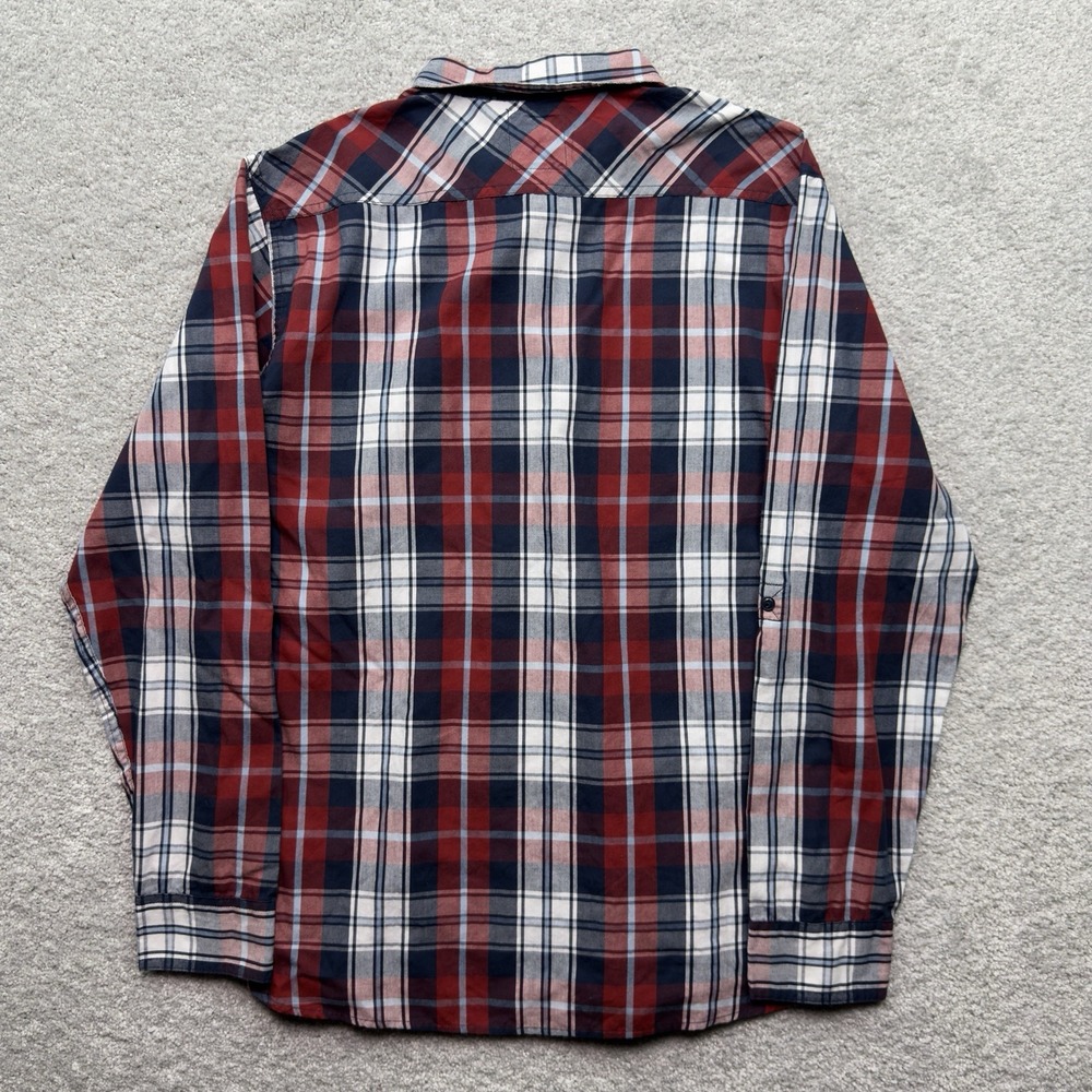 Levi's Mens Large Plaid Button Up Shirt Red Navy White Long Sleeve Red Tab - Picture 3 of 6